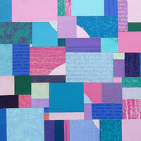 Christine Calow "Turquoise, Blue And Pink" Printed and collaged paper