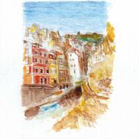 Cinque Terre Italy , Watercolour on paper