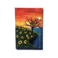 Sunflower field sunset painting 
