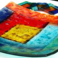 Glass bowl with coasters 2010 (commission) - slumped and fused glass