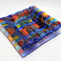 Crazy Check Cushion Bowl, fused glass