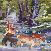 Tapestry Detail of medieval drovers road Hoddesdon