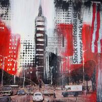 Empire state building16x12inches mixed media on canvas framed