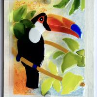 Exotic Toucan - fused glass