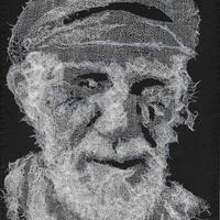 The Old Fisherman - layered cheesecloth portrait