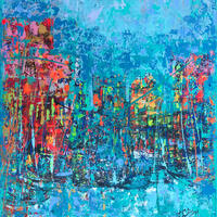 'Fishing port' Acrylic painting on a80x100cm canvas.