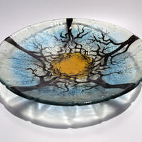 Enchanted Wood bowl, fused glass