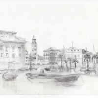 Bari Port, Italy , Graphite on paper