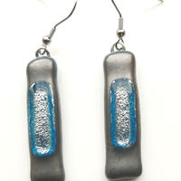 Gun metal grey and dichroic glass earrings