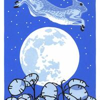 Hare Moon; linocut print