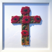 Fused Glass Remembrance Poppy Cross - Wall Art