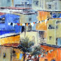Hillside Town, Equador 2, Acrylic on canvas