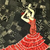 'Flamenco dancer' Fabric collage on canvass