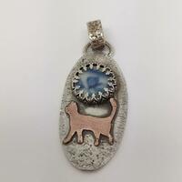 Little cat pendant with delft mudlarked pottery