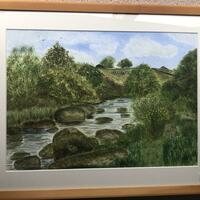 River Dart, Devon. Watercolour, framed. 16ins x 12ins (40cms x 30cms)