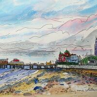 Cromer Pier Norfolk. Ink and Watercolour Painting on Paper