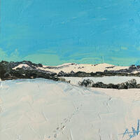Snowy Hills of Ivinghoe Beacon // Acrylic on Canvas Board (20 x 20 cm)