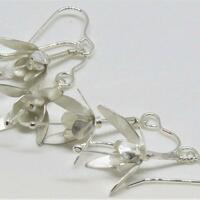 Delicate silver, drop, fuchsia earrings