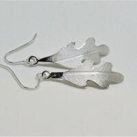 Embossed silver, oak leaf  earrings