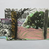 Winter Wood Cock Hill. Mixed Media Painting on paper