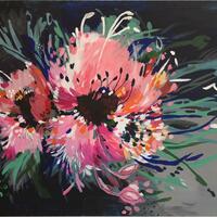 Flower Power (100x81cm) Large, expressive abstract floral painting