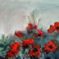 Poppies -mixed media on canvas