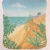 "Along the ocean road"  / Reduction linocut - Edition of 6