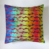 Multicolour Waves Cushion, digitally printed on cotton canvas