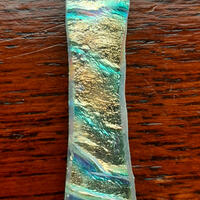 Long rainbow dichroic glass fused pendant