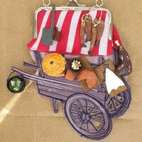 Food for sale - Hand stitched medieval market stall purse with miniature food items