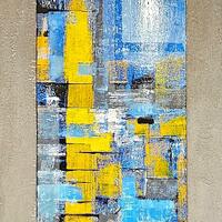 Title: Concrete Abstract 2; Acrylic and concrete on canvas, 50x100 cm