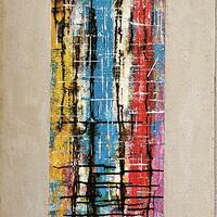 Title: Concrete Abstract 1; Acrylic and concrete on canvas, 50x100 cm