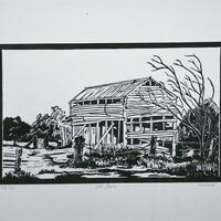 Old Barn. Linocut Print