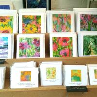 A display of unique monoprint cards 
