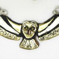 Flying owl pendant. Mixed metals.