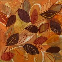 Leaves II, batik on silk with fabric and stitch