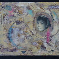 'Audrey'.  Collage on canvas board.
