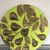 Kim Rasit, Golden Pears, plaster art