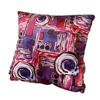 pink and purple abstract design velvet cushion 