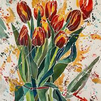 "RED TULIPS" watercolour on 300lb paper