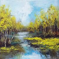 Riverbank, Acrylic on canvas, 30 x 30 cm