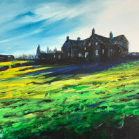 Houses on Pinner, Yorks, acrylic on canvas, 41cm x 31cm, £295.00 