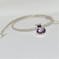 Hand made viking chain in silver with large rose amethyst stone set in silver