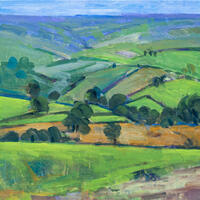 Rosedale, North Yorkshire Moors. - Acrylic on plyboard 53x53cm framed 