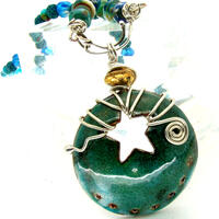 small enamel pendant with bead chain