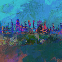 'TECH CITY 1' Digital Art. 60 x 60 cm