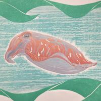 "Sea chameleon" - Reduction linocut - 1/3