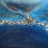 Sea Treasures 50cm X 60cm Acrylic with texture and painted sea-glass  