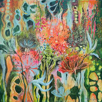 Tropical Flowering 4, Acrylic on canvas, framed