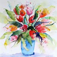 Tulips 9, Watercolour, framed